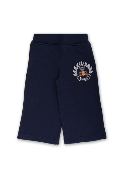 Burberry Kids Logo Printed Trousers In Navy