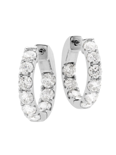 Saks Fifth Avenue Women's 14k White Gold & 2 Tcw Diamond Hoops In Silver