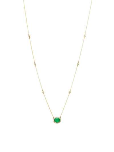 Saks Fifth Avenue Women's 14k Yellow Gold, Emerald & 0.27 Tcw Diamond Pendant Necklace