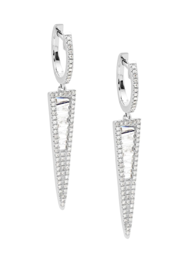 Saks Fifth Avenue Women's 14k White Gold & 0.40 Tcw Diamond Huggie Hoop Earrings In Silver