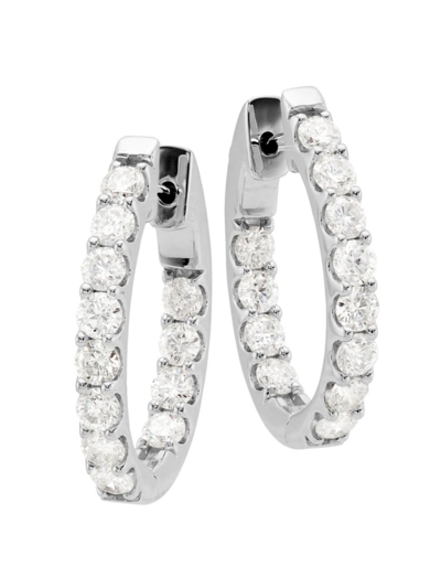 Saks Fifth Avenue Women's 14k White Gold & 3 Tcw Diamond Hoop Earrings In Silver