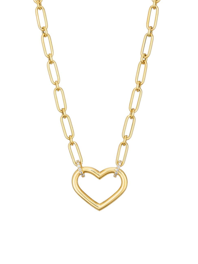 Roberto Coin 18k Yellow Gold Cialoma Diamond Heart Pendant Necklace, 16-18 In Yg