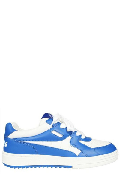 Palm Angels University Lace-up Leather Sneakers In Blue