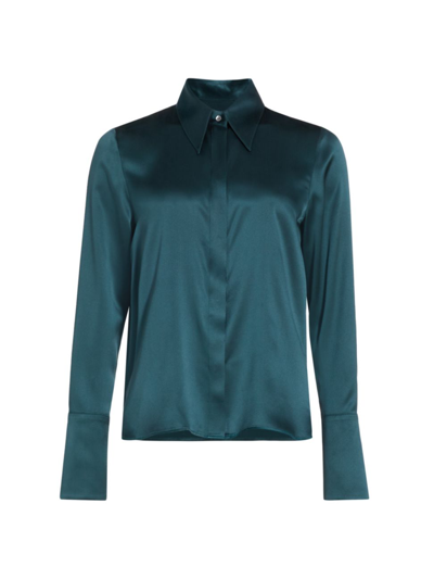 Twp Women's Object Of Affection Silk Charmeuse Shirt In Deep Teal
