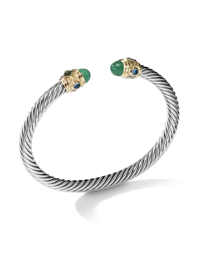 David Yurman Women's Renaissance Classic Cable Bracelet In Sterling Silver In Green Onyx