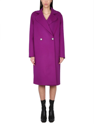 Stella Mccartney Oversized Double-breasted Wool Coat In Purple