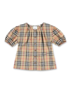BURBERRY BURBERRY KIDS CHECKERED PUFF SLEEVED TWILL BLOUSE
