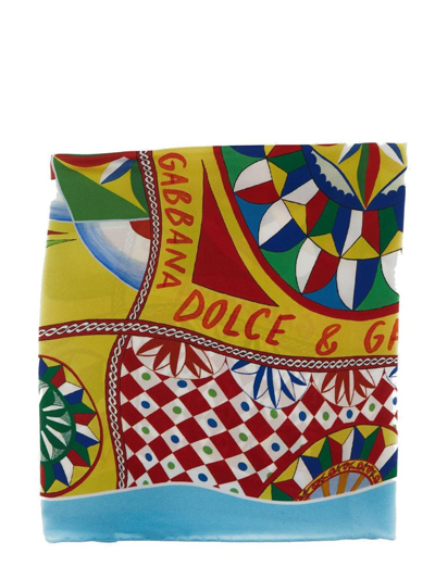 Dolce & Gabbana 印花真丝斜纹布围巾 In Multicolor