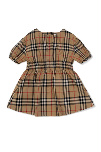 Burberry Kids Checked Elastic Waist Dress In Multi