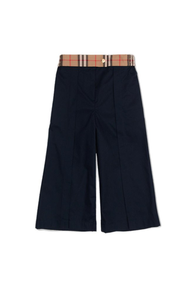 Burberry Kids Checked Straight Leg Pants In Black