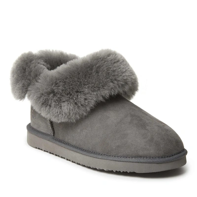 Dearfoams Fireside By  Women's Perth Genuine Shearling Foldover Boot In Grey