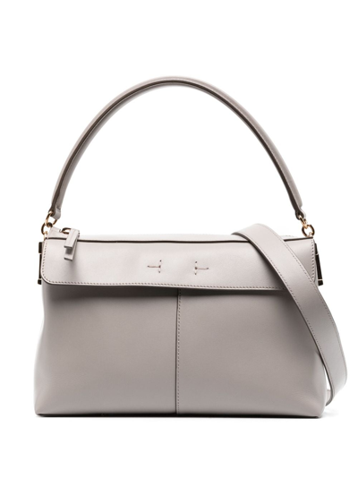Tod's Logo-charm Leather Tote Bag In Grey