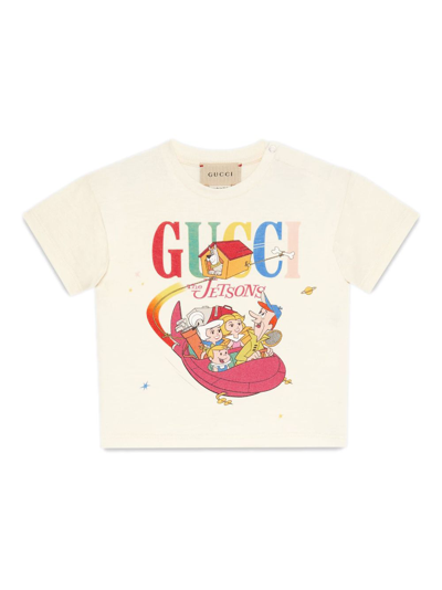 Gucci Babies' Graphic-print Cotton T-shirt In Nude
