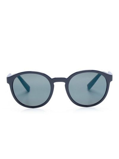 Dolce & Gabbana Monogram-pattern Round-frame Sunglasses In Blau
