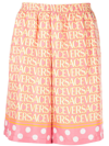 Versace Pink & Yellow Allover Shorts In Pink Ivory