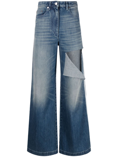 Peter Do Ripped Wide-leg Jeans In Blue