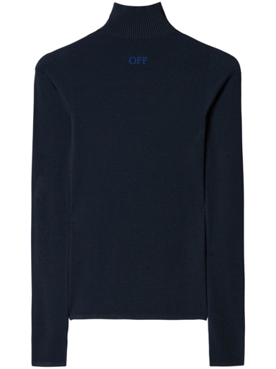 Off-white Off-logo High-neck Jumper In Blue