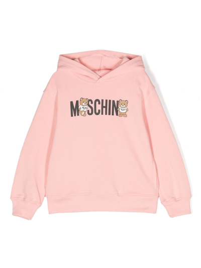 Moschino Logo-print Cotton Hoodie In Rosa