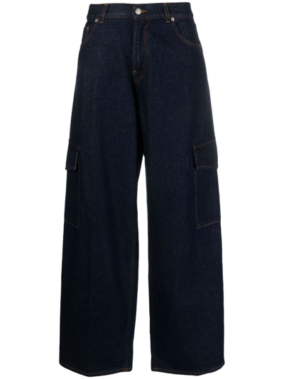 Haikure Cargo-pockets Wide-leg Jeans In Blau