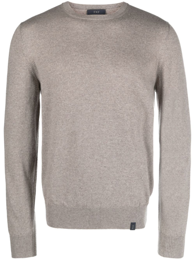 Fay Fine-knit Virgin-wool Jumper In Brown