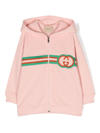 GUCCI LOGO-EMBROIDERED ZIPPED HOODIE