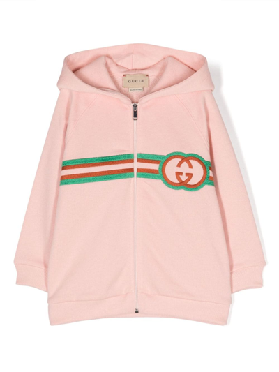 Gucci Babies' Logo-embroidered Zipped Hoodie In Rosa