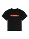 Palm Angels Flames Logo-print Cotton T-shirt In Schwarz