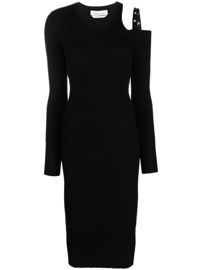 Blumarine Cut-out Eyelet-detail Midi Dress In Black