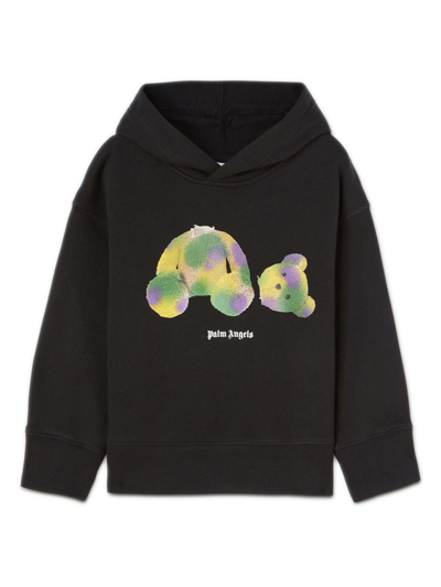 Palm Angels Bear Logo-print Cotton Hoodie In Schwarz