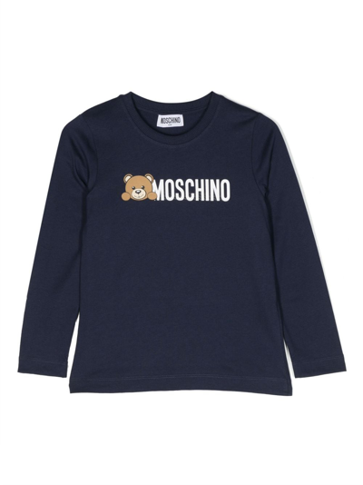 Moschino Logo-print Cotton Sweatshirt In Blau