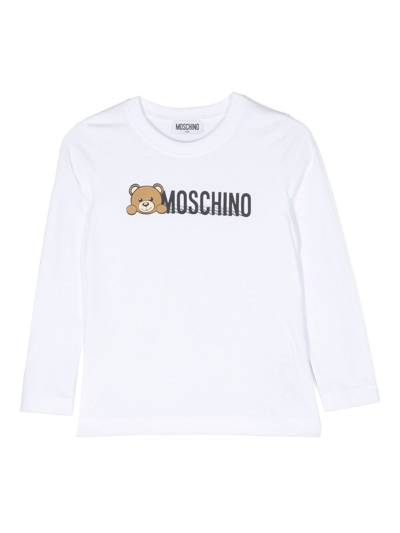 Moschino Logo-print Cotton Sweatshirt In Weiss