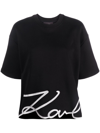 Karl Lagerfeld Karl Signature Hem T-shirt Woman T-shirt Black Size S Organic Cotton In Black