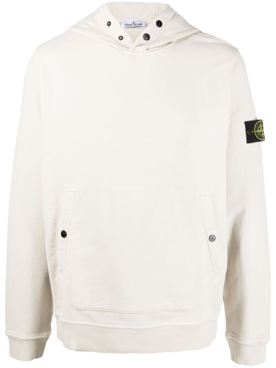 Stone Island 罗盘贴花棉连帽衫 In Chalk