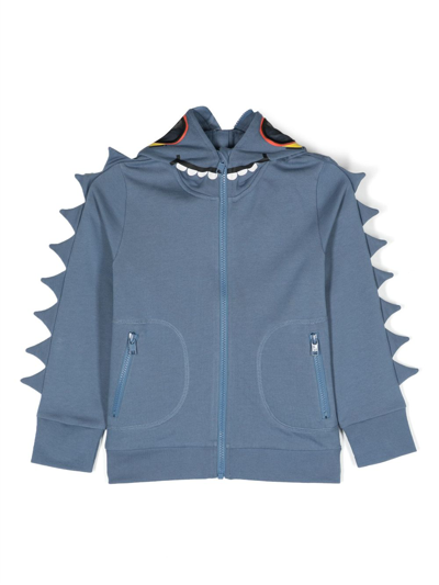 Stella Mccartney Kids' Cotton Jersey Zip-up Hoodie In Blau