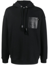 Loewe Anagram Patch Drawstring Cotton Hoodie In Black