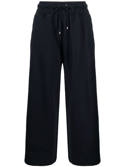 Frame Wide-leg Cropped Track Pants In Blue