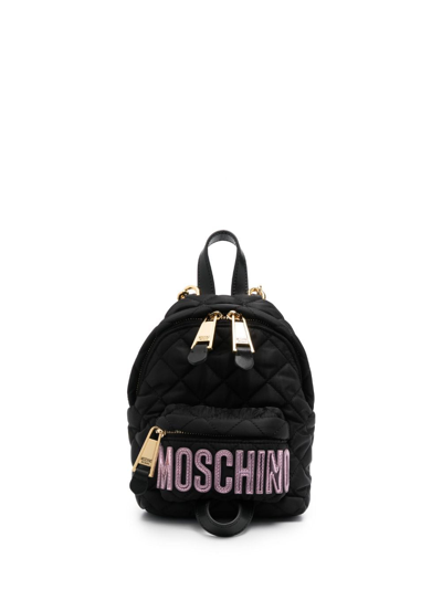 Moschino Quilted Backpack In Black