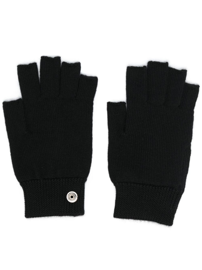 Rick Owens Virgin Wool Fingerless Gloves In Black