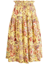 ULLA JOHNSON FLORAL-PRINT A-LINE MIDI SKIRT