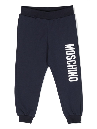 Moschino Kids' Logo-print Cotton Track Pants In Blue