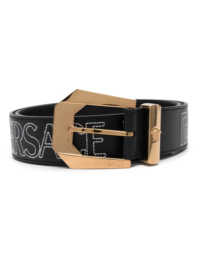 Versace Medusa Heritage Buckled Belt In Black