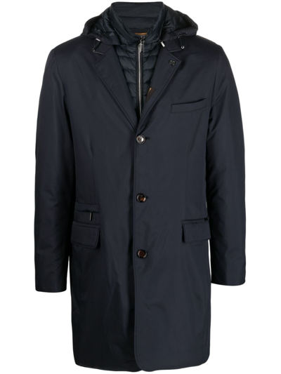 Moorer Redon Single-breasted Padded Coat In Blue