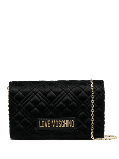 Love Moschino Logo-lettering Quilted Crossbody Bag In Black