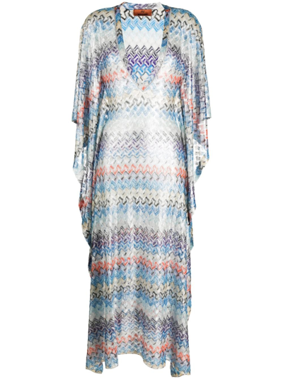 Missoni Patterned-intarsia Knitted Beach Dress In Blue