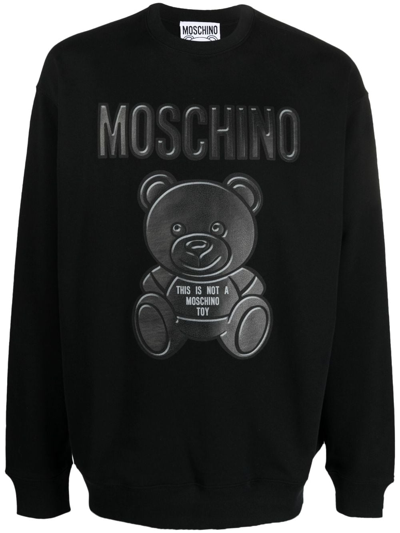 Moschino Teddy Bear Organic Cotton Sweatshirt In Black