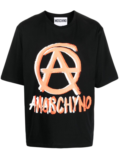 Moschino Graphic-print Organic-cotton T-shirt In Black