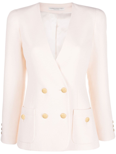 Alessandra Rich Tailored Double-breasted Blazer In Neutrals
