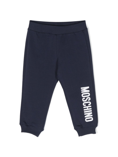 Moschino Babies' Logo-print Stretch-cotton Track Pants In Blue