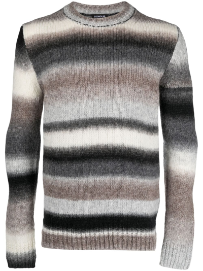 Dondup Long-sleeve Striped Knitted Jumper In Grey
