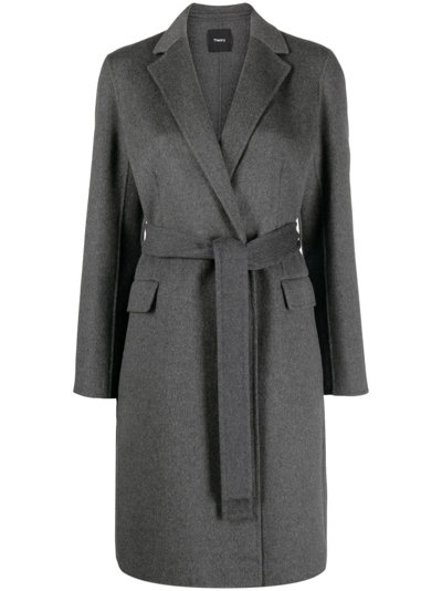 Theory Notch-lapel Wool And Cashmere-blend Coat In Gray